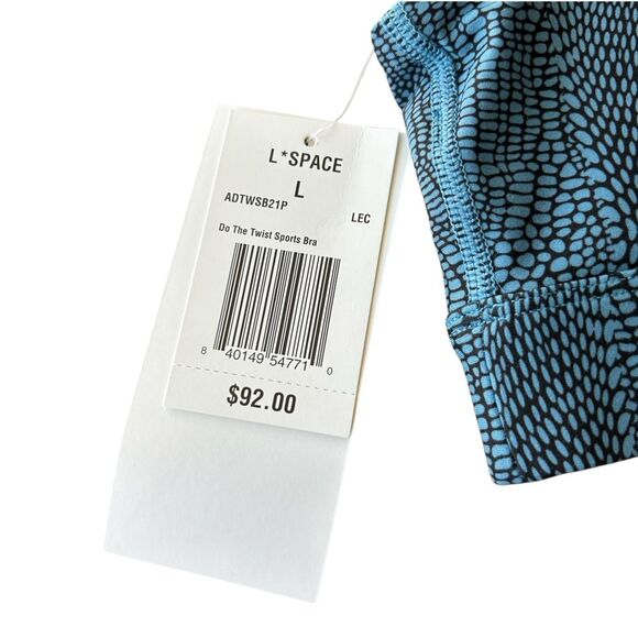 L*Space Active Women’s L Do The Twist Sports Bra Teal Blue Croc Print Padded New - Picture 4 of 10
